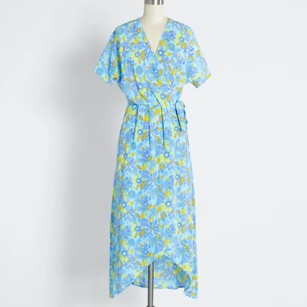 NWT Modcloth Silk Chiffon wrap style Dress